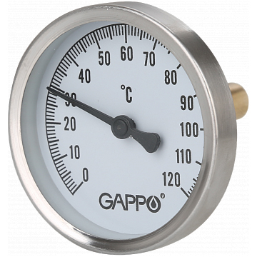 Термометр биметаллический с погружной гильзой Gappo G1474 1/2"x0-120℃