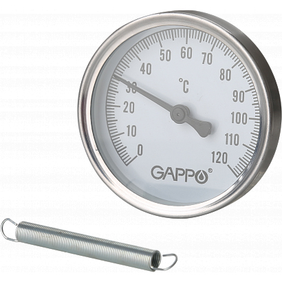 Термометр биметаллический накладной с пружиной Gappo G1475 1"-2"x0-120℃