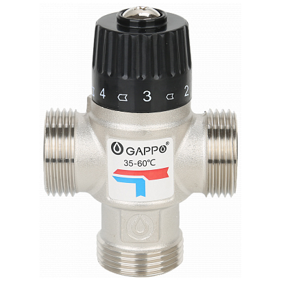 Термостатический смесительный клапан для систем отопления и ГВС Gappo G1442.06 1" 35‒60°С