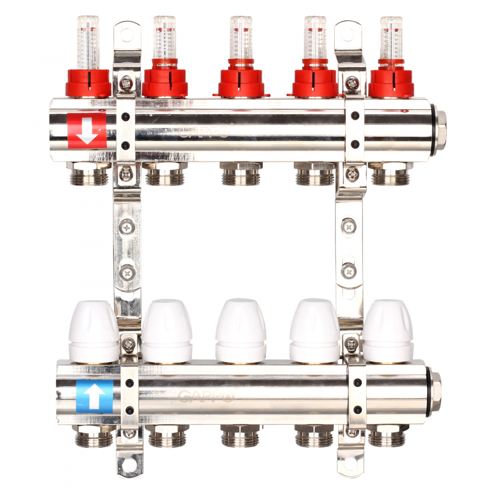 Коллектор регулируемый с расходомерами Gappo G423.5 5-вых. x1"x3/4"